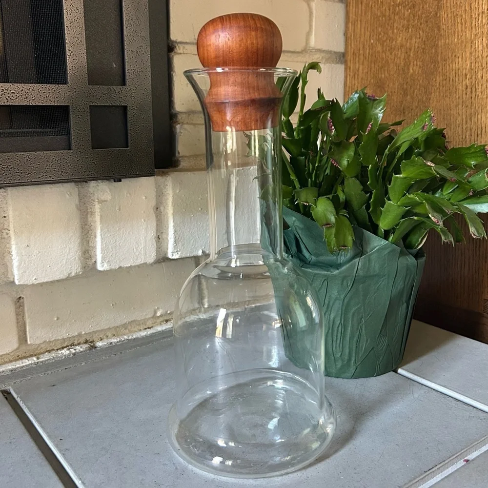 Vintage 60s MCM DANSK Glass Teak Carafe Decanter